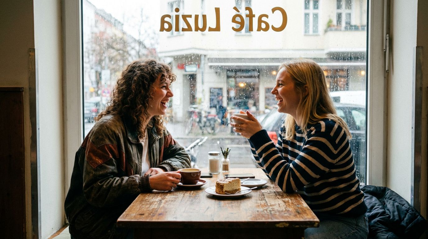 Zwei Frauen im Café sprechen über Altersvorsorge und Depot-Empfehlungen