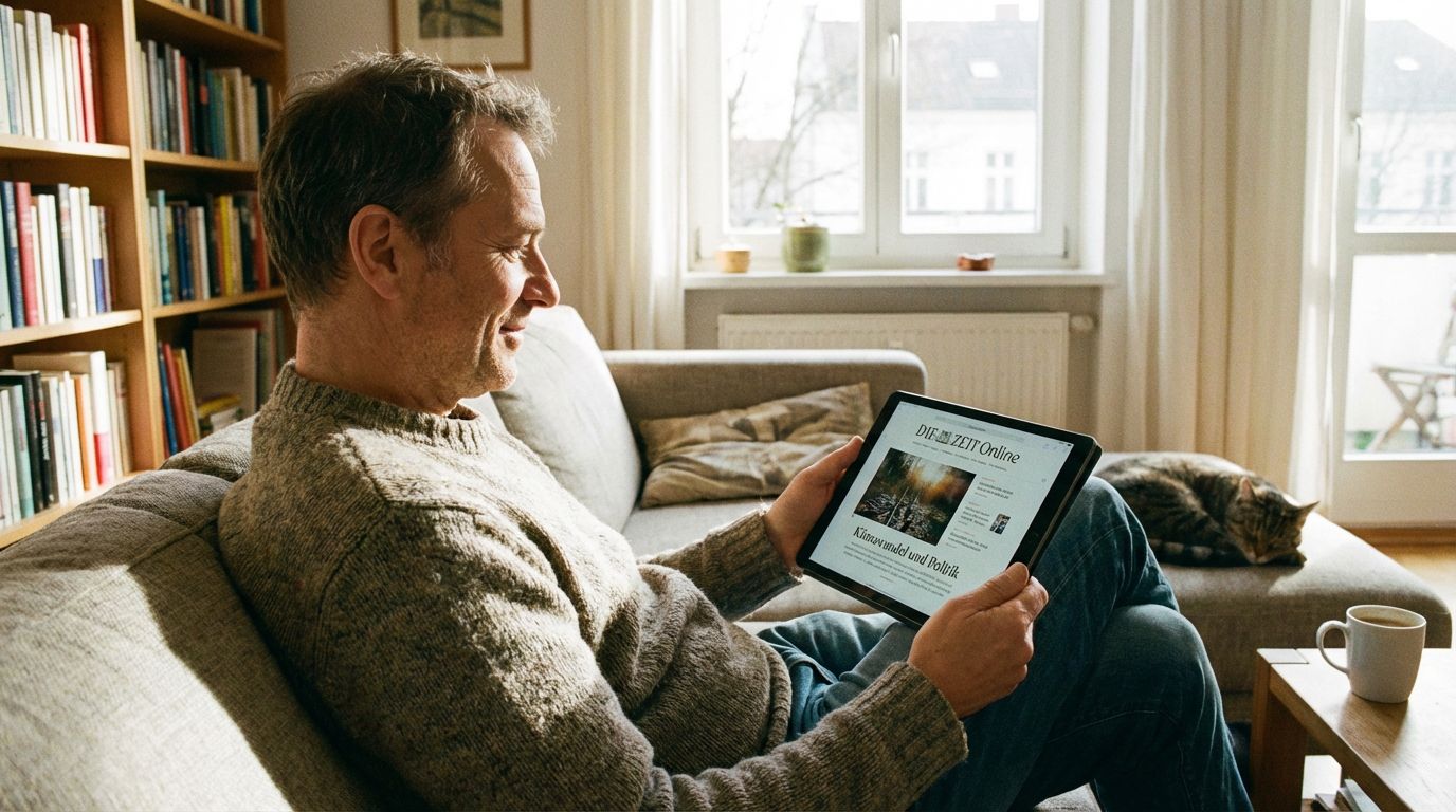 Mann informiert sich am Tablet über Möglichkeiten zur Rentenaufbesserung